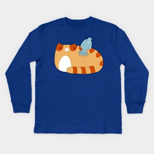 Tabby Cat and Squid Kids Long Sleeve T-Shirt